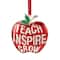 3.25" Red and Silver Plated Apple Teacher Christmas Ornament with European Crystals